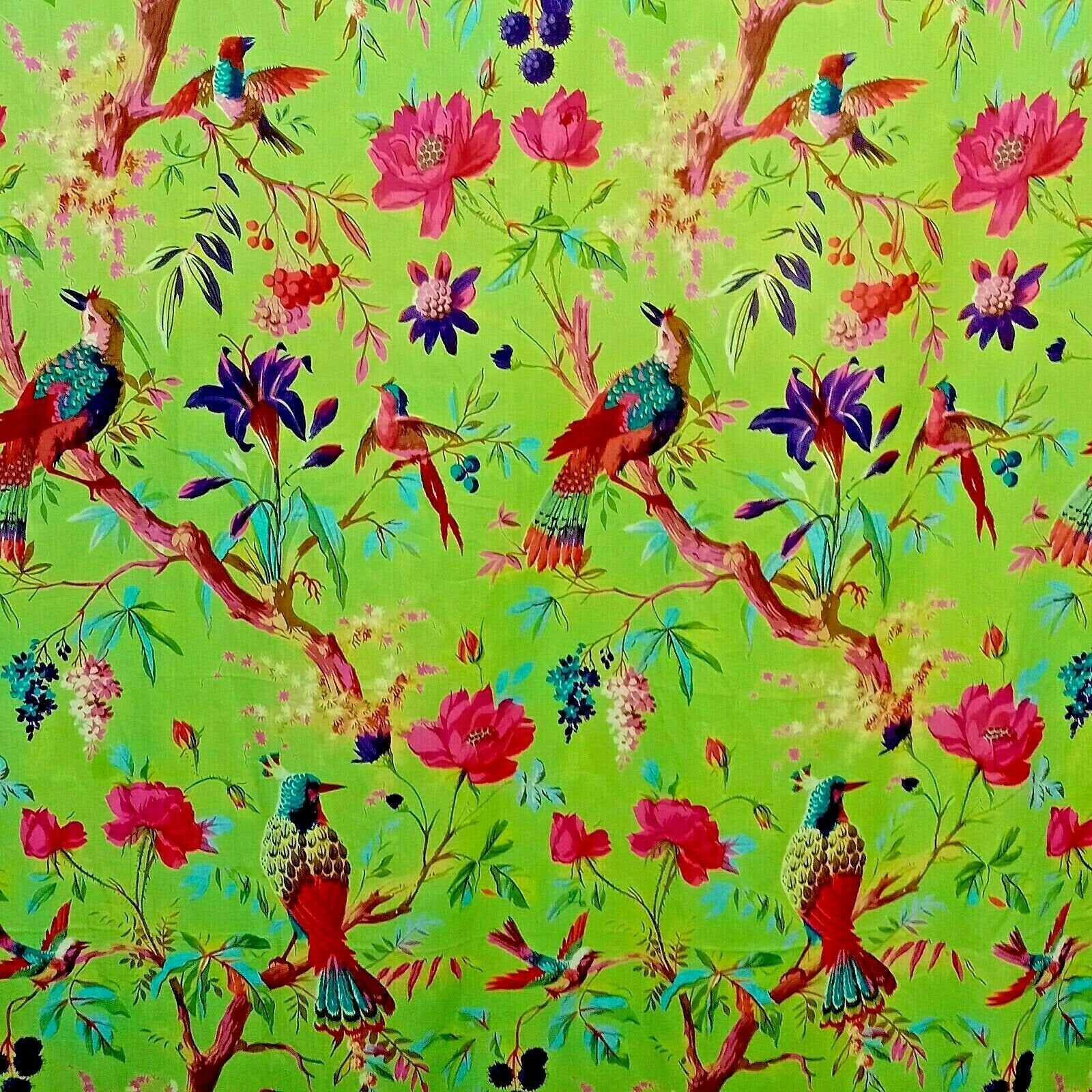 Frida Kahlo Cotton Curtains, Boho Curtains - Green