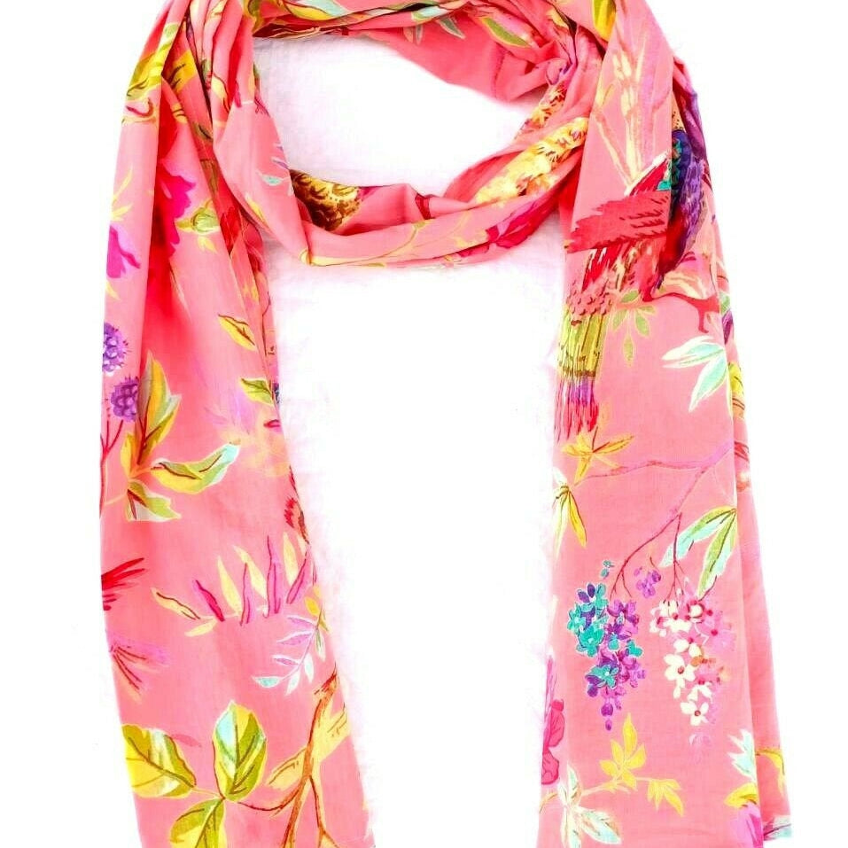 'Gardenia Glamour' 100% Cotton Scarf