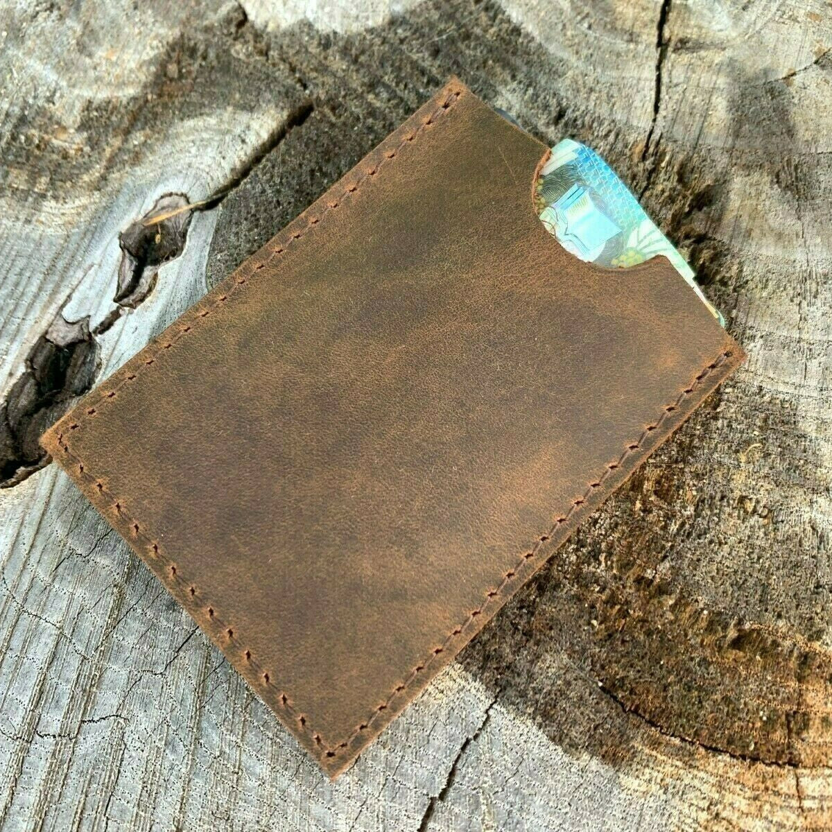 Rustic Genuine Leather Slim Leather Card Holder