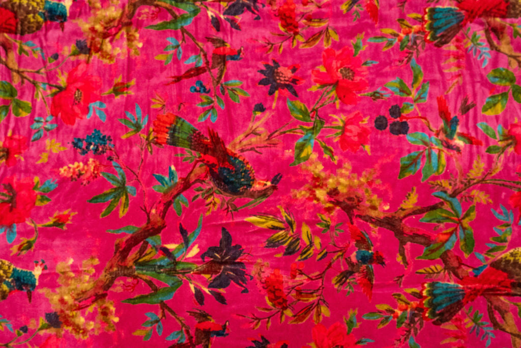 Fuchsia Velvet Floral Quilt – Luxe Boho Bedspread