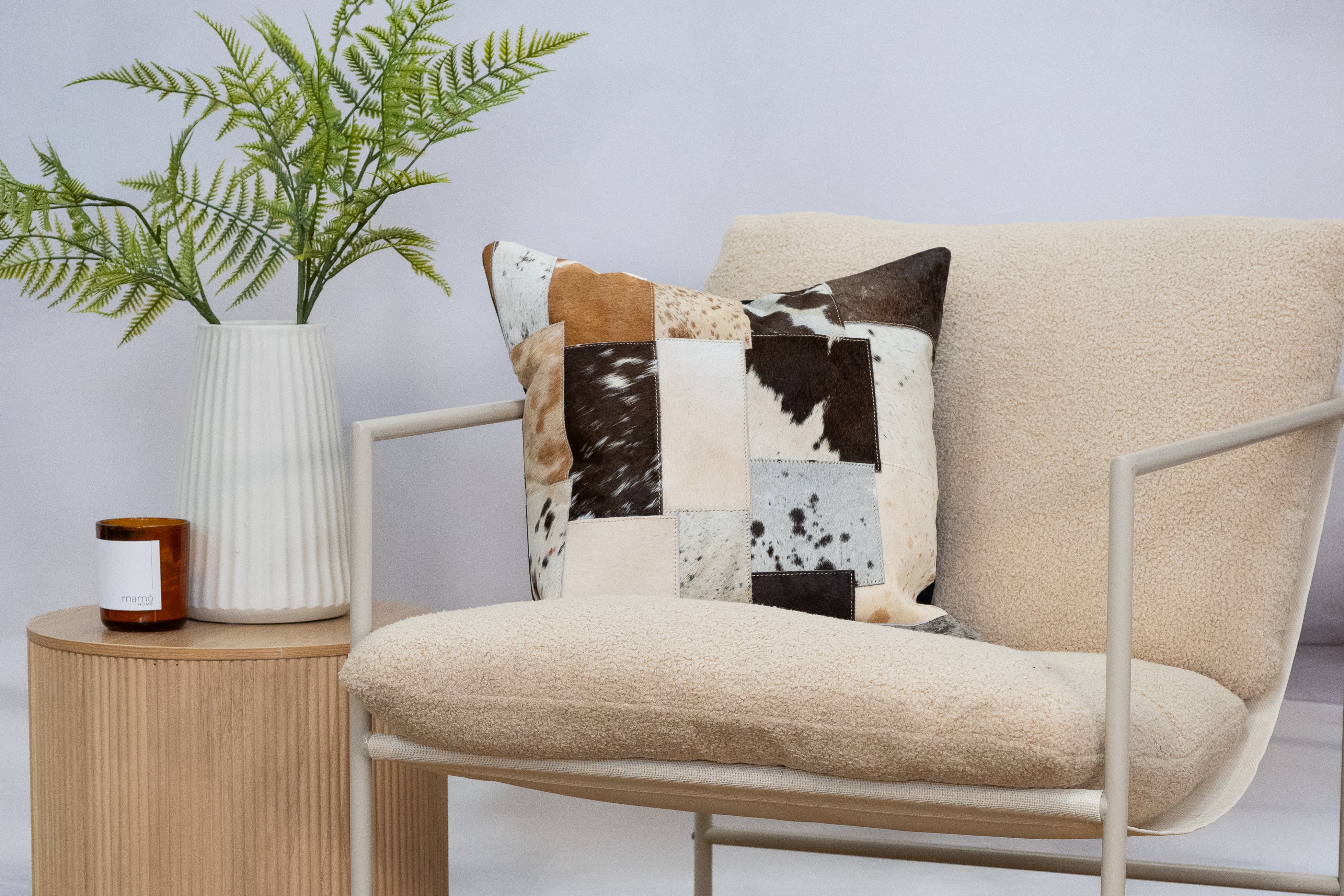 Natural Hide Cowhide Cushion - Handmade Patchwork 45x45
