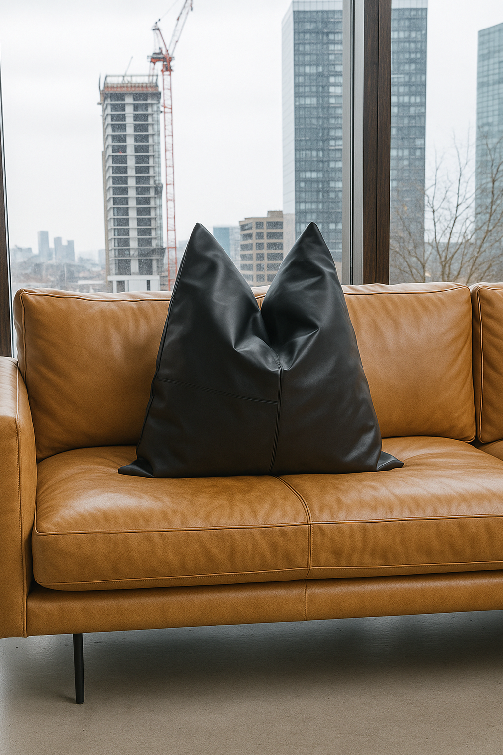 Midnight Luxe Leather/Cotton Cushion - Bold