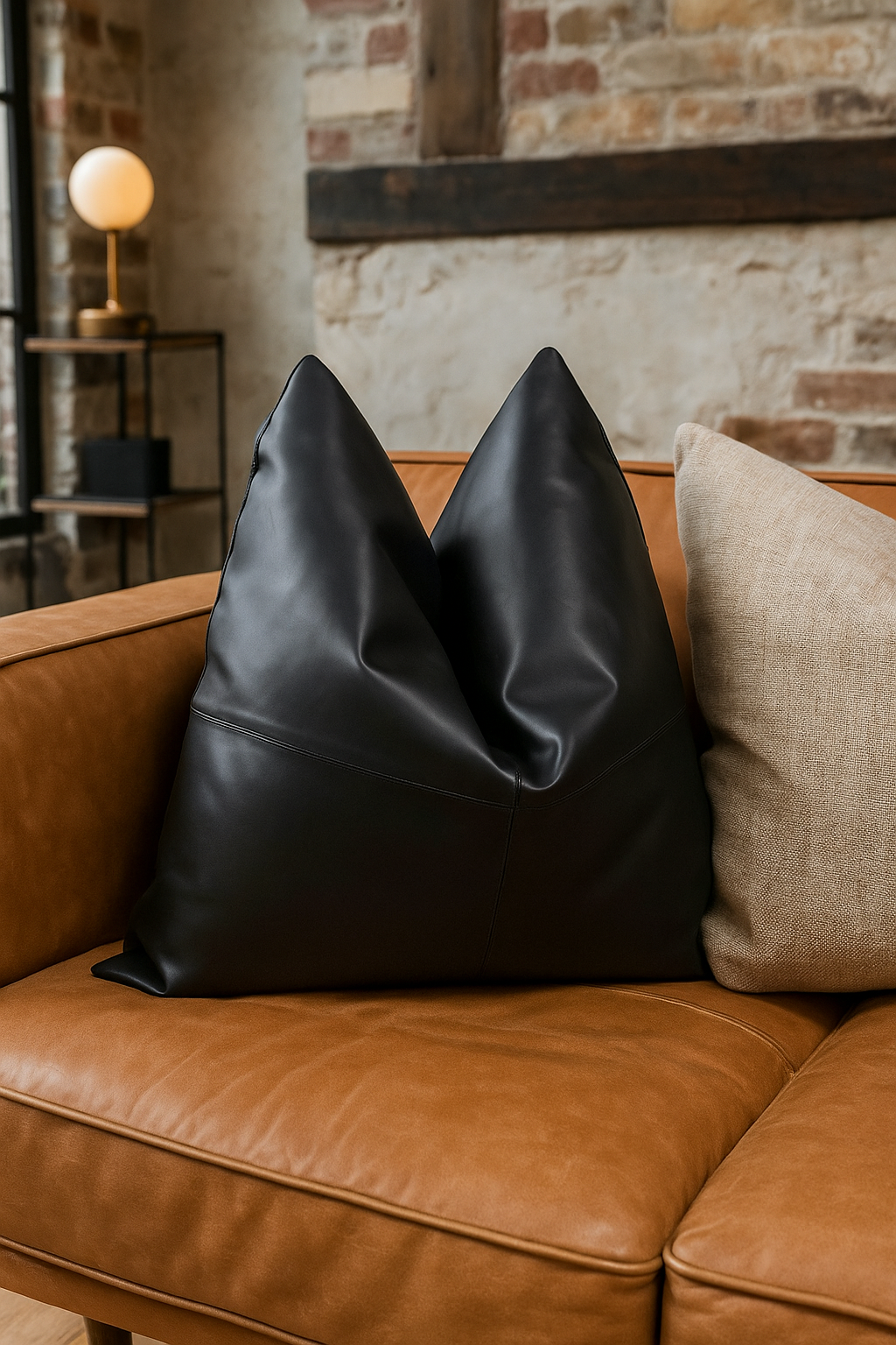 Midnight Luxe Leather/Cotton Cushion - Bold