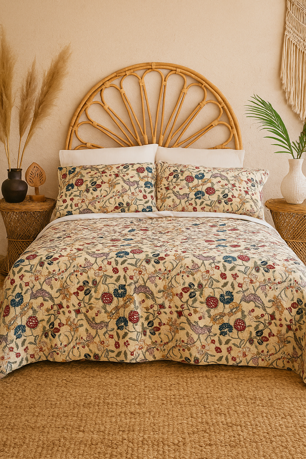 Wildberry Woodland Cotton Quilt Set – Handcrafted Luxury (King)
