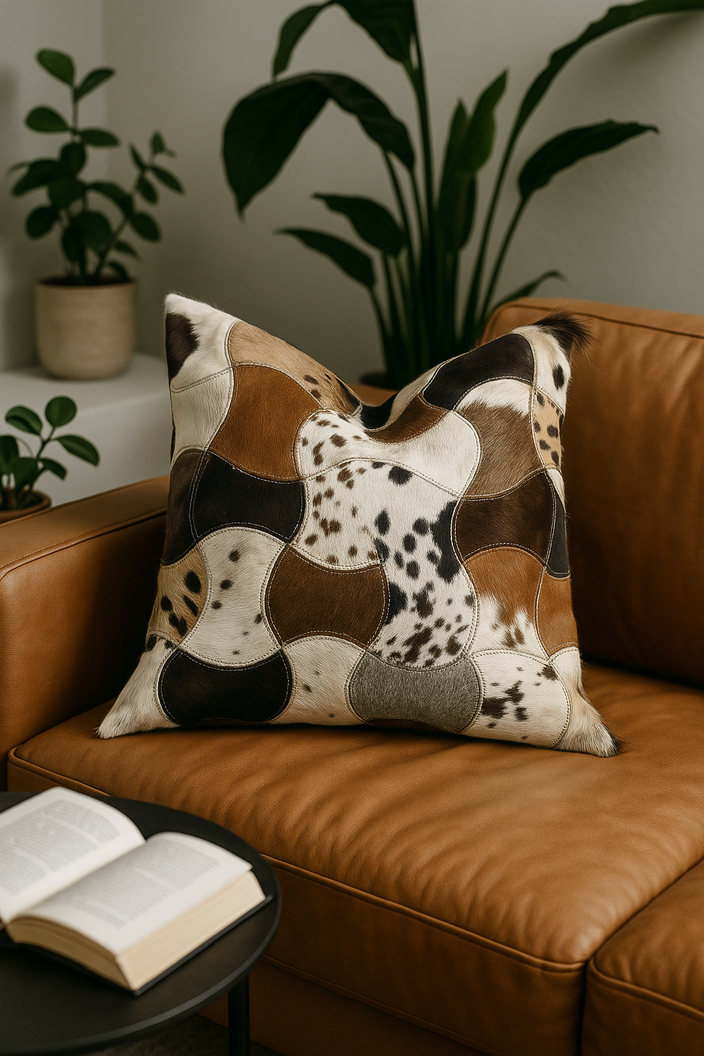 Exotic Cowhide Cushion Patchwork Leather Cushion Pillow Covers