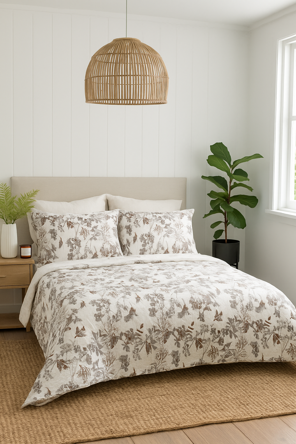 Eucalyptus Breeze Cotton Quilt Set – Earthy Florals & Native Birds | 210x250cm