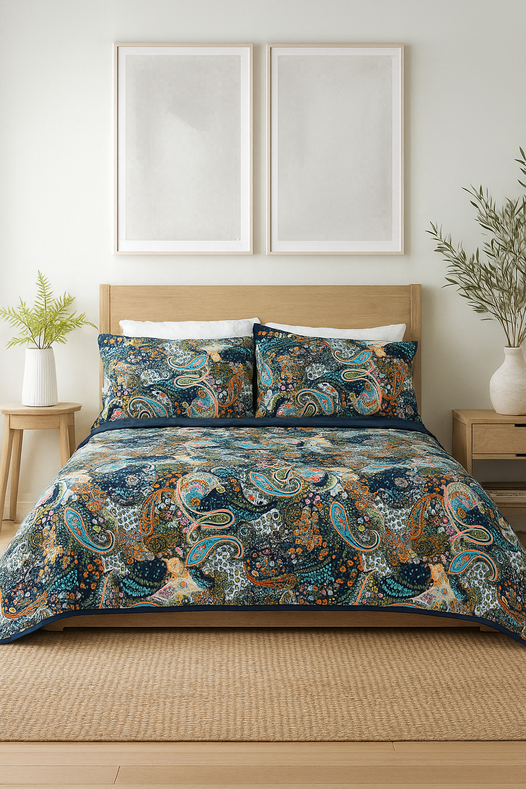 Bohemian Midnight Paisley Quilt Set – Vibrant Boho Print | 210x250cm