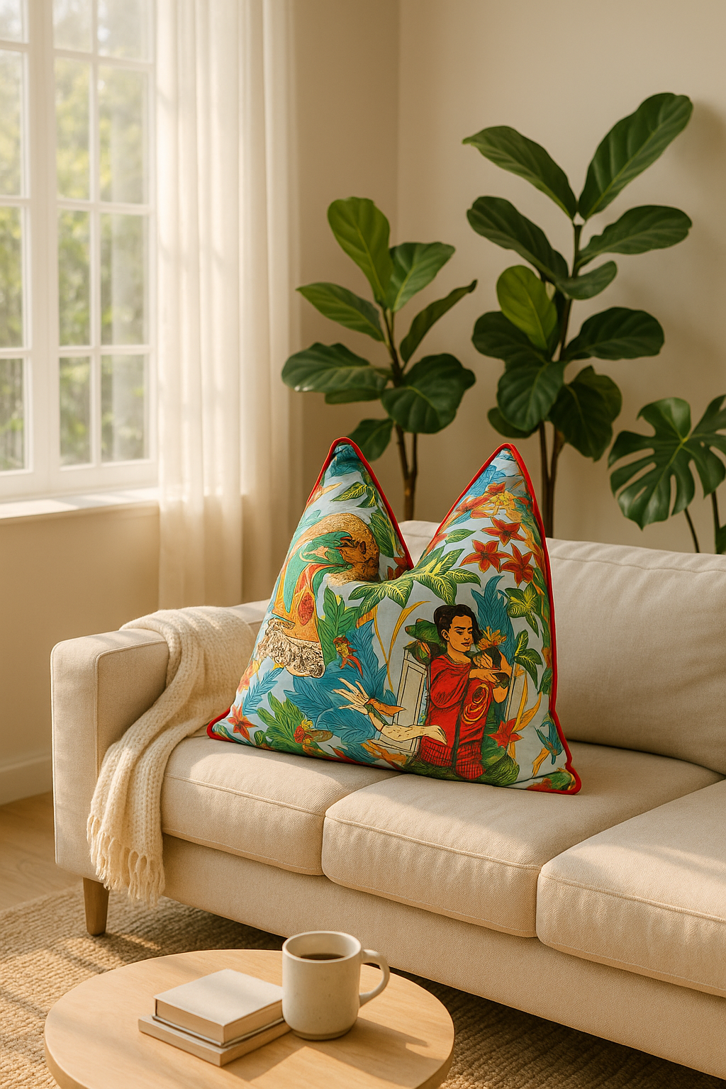 'Ritmo de México' 100% Cotton Cushion Cover - Frida Inspired