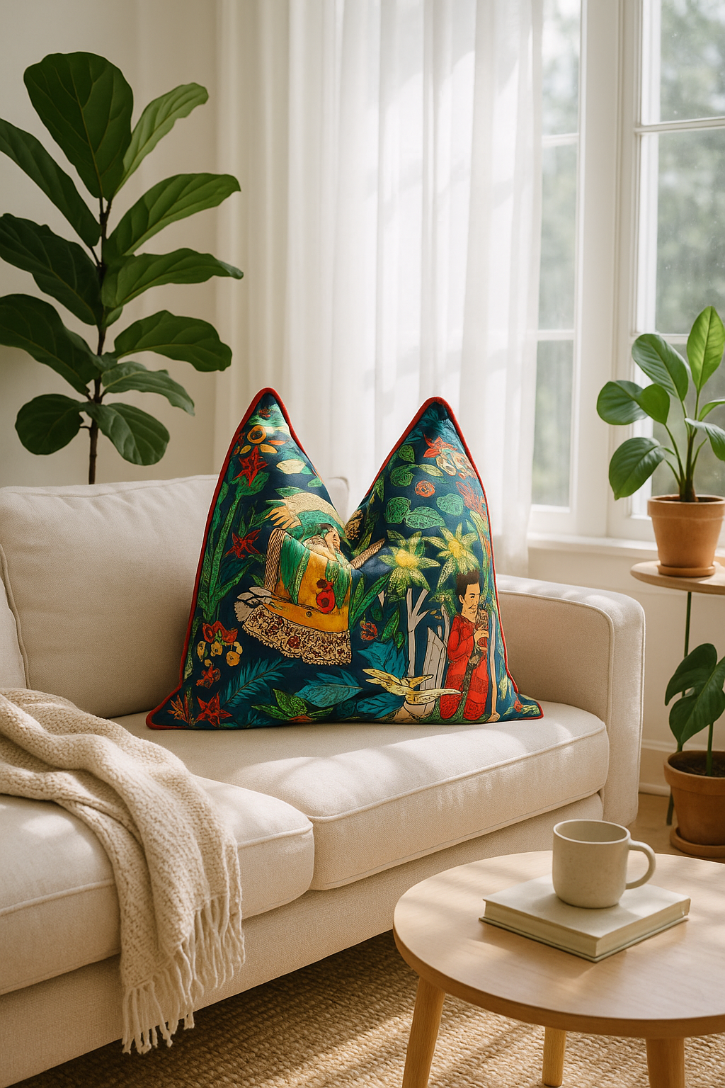 'Mystical Frida' 100% Cotton Cushion Cover - Bold Bohemian