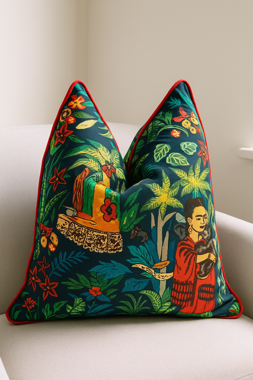'Mystical Frida' 100% Cotton Cushion Cover - Bold Bohemian