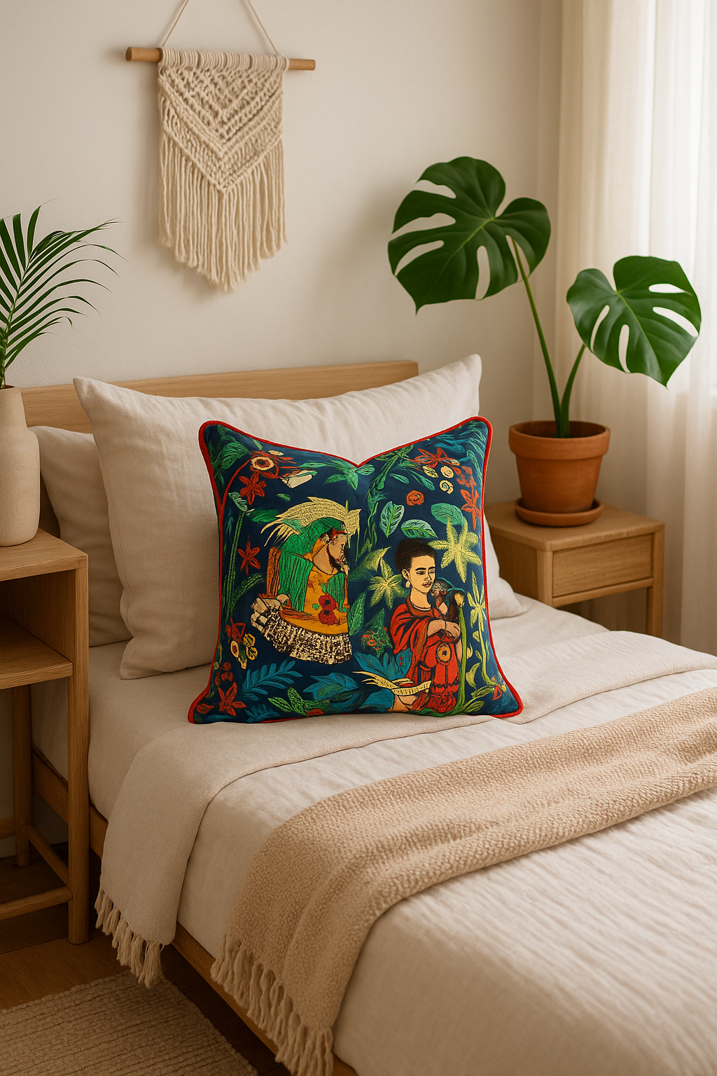 'Mystical Frida' 100% Cotton Cushion Cover - Bold Bohemian