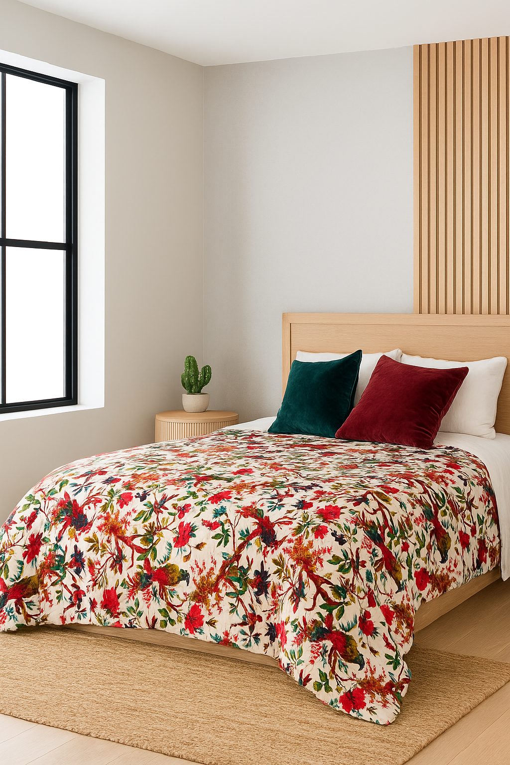 Tropical Birds Velvet Quilt – Artisan Block Print