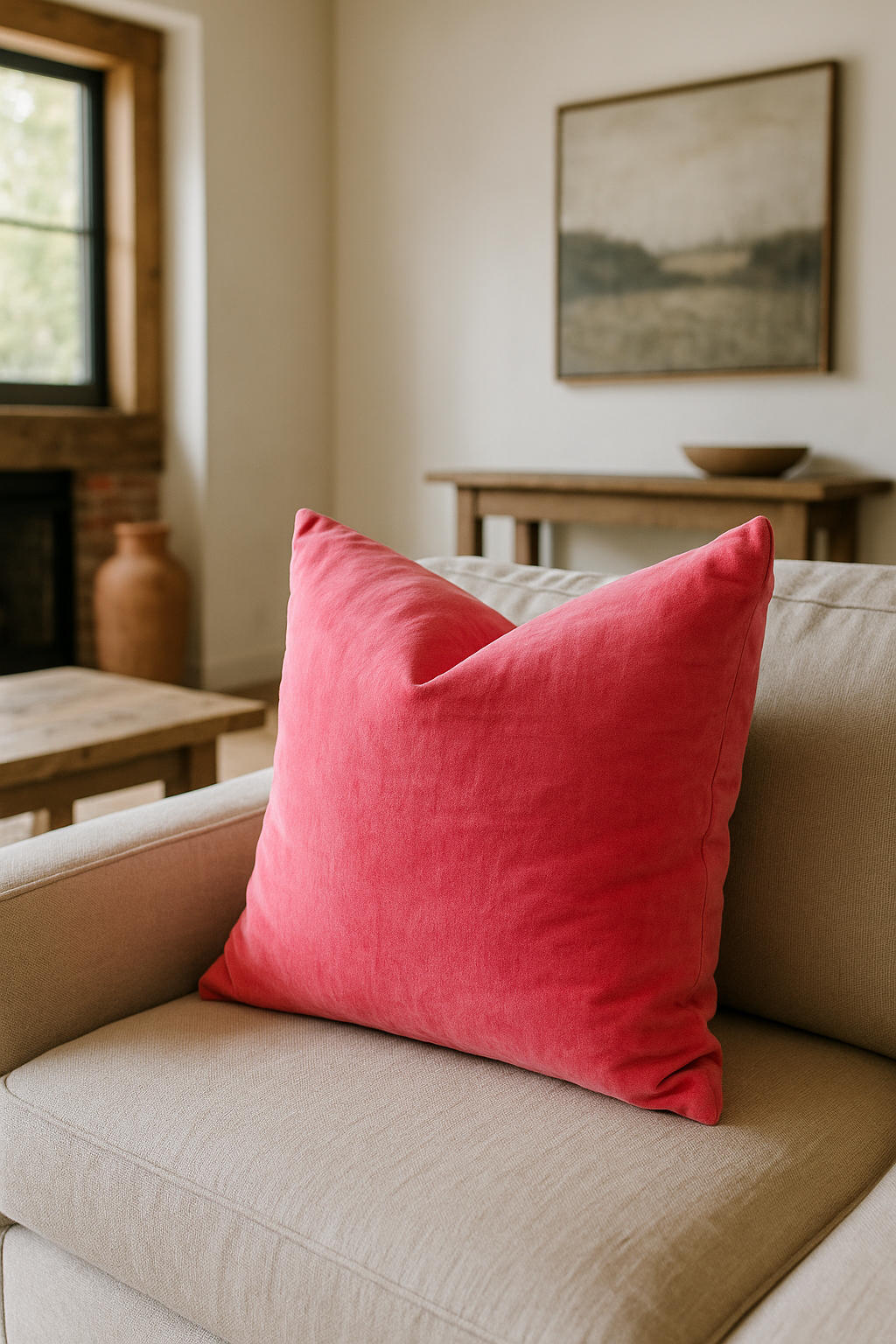'Flamingo Haze' 100% Cotton Velvet Cushion Cover