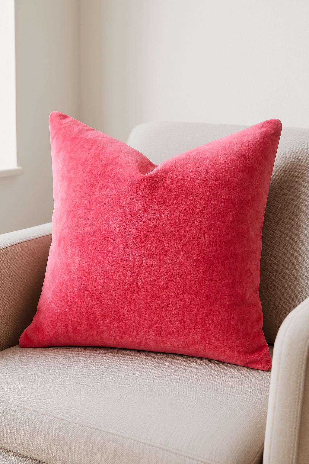 'Flamingo Haze' 100% Cotton Velvet Cushion Cover