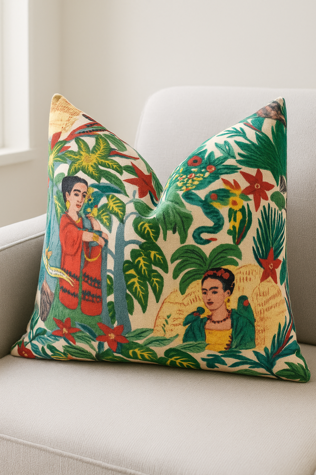 100% Cotton Velvet Cushion Cover - Vivid Frida