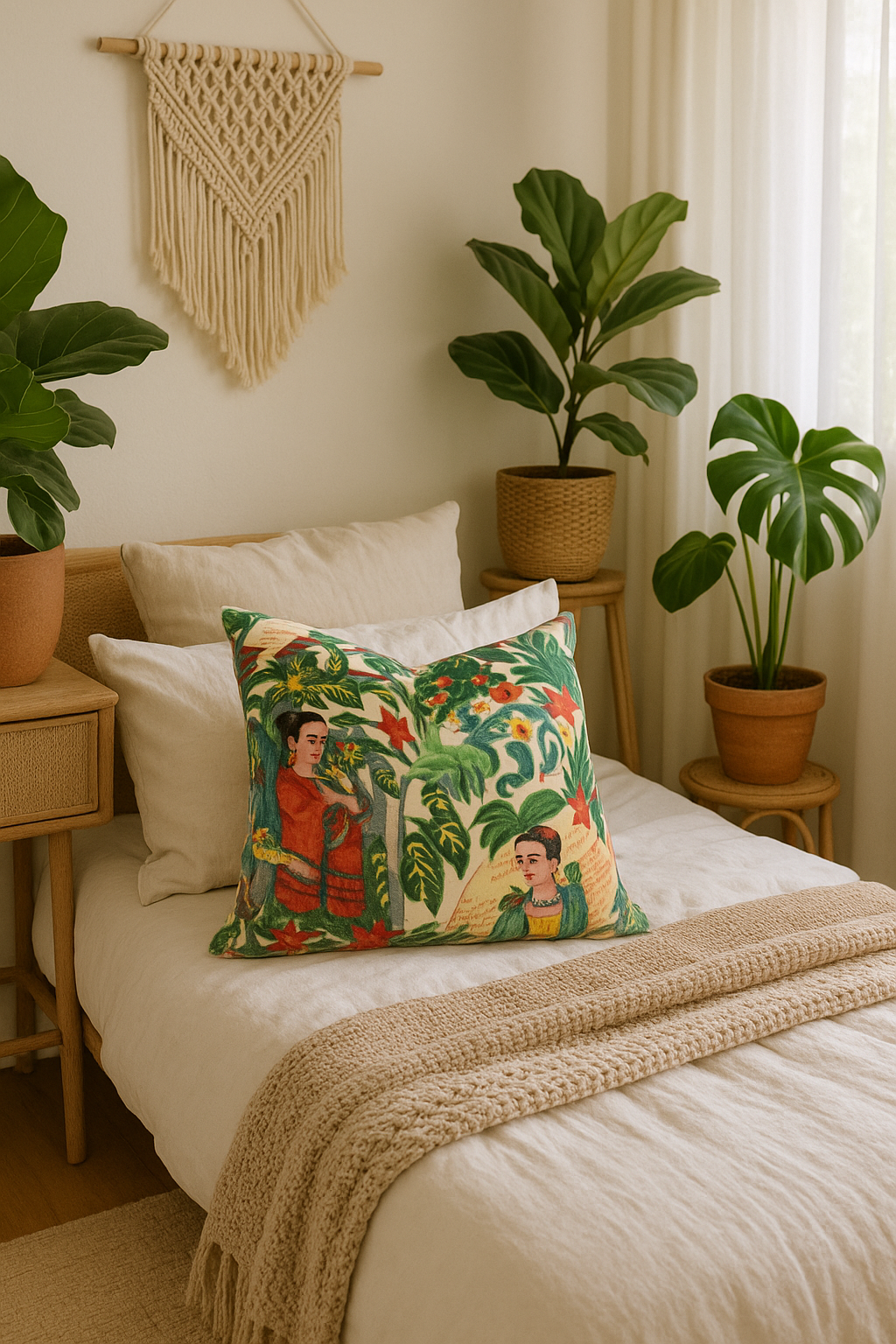 100% Cotton Velvet Cushion Cover - Vivid Frida