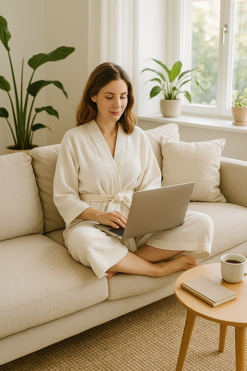 Elegant waffle-textured cotton robe for everyday indoor wear