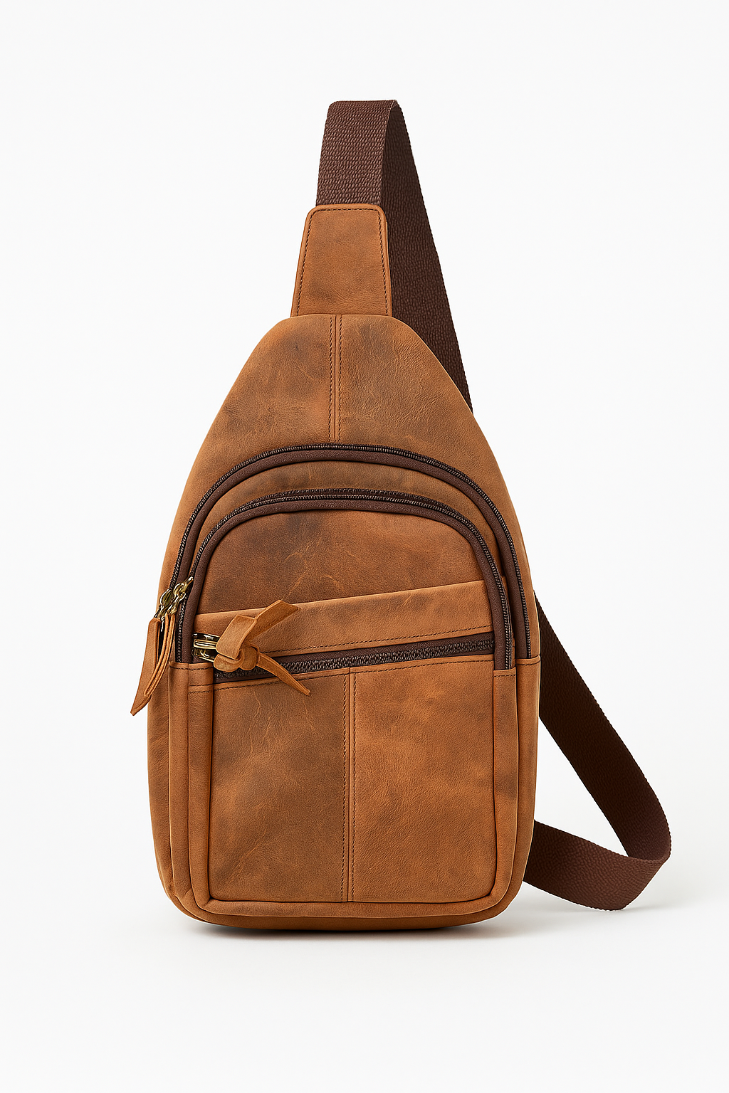 Stylish brown leather chest crossbody bag for travel and casual wear