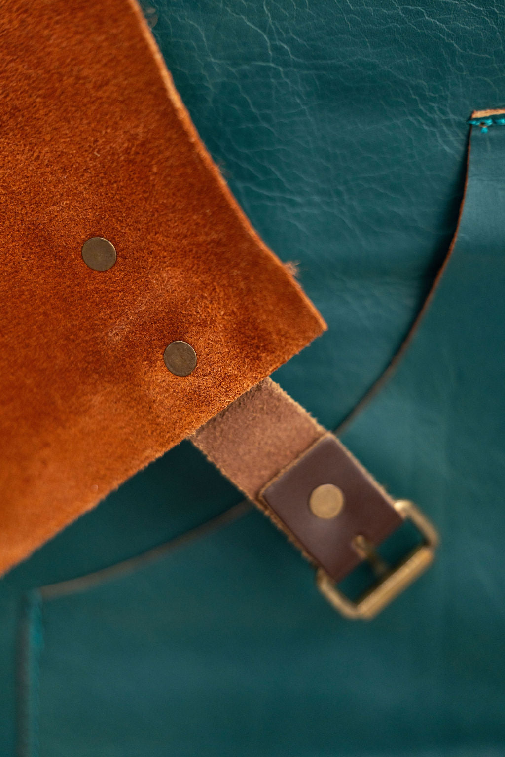 Luxury ocean teal leather apron for barber chef and artisan work