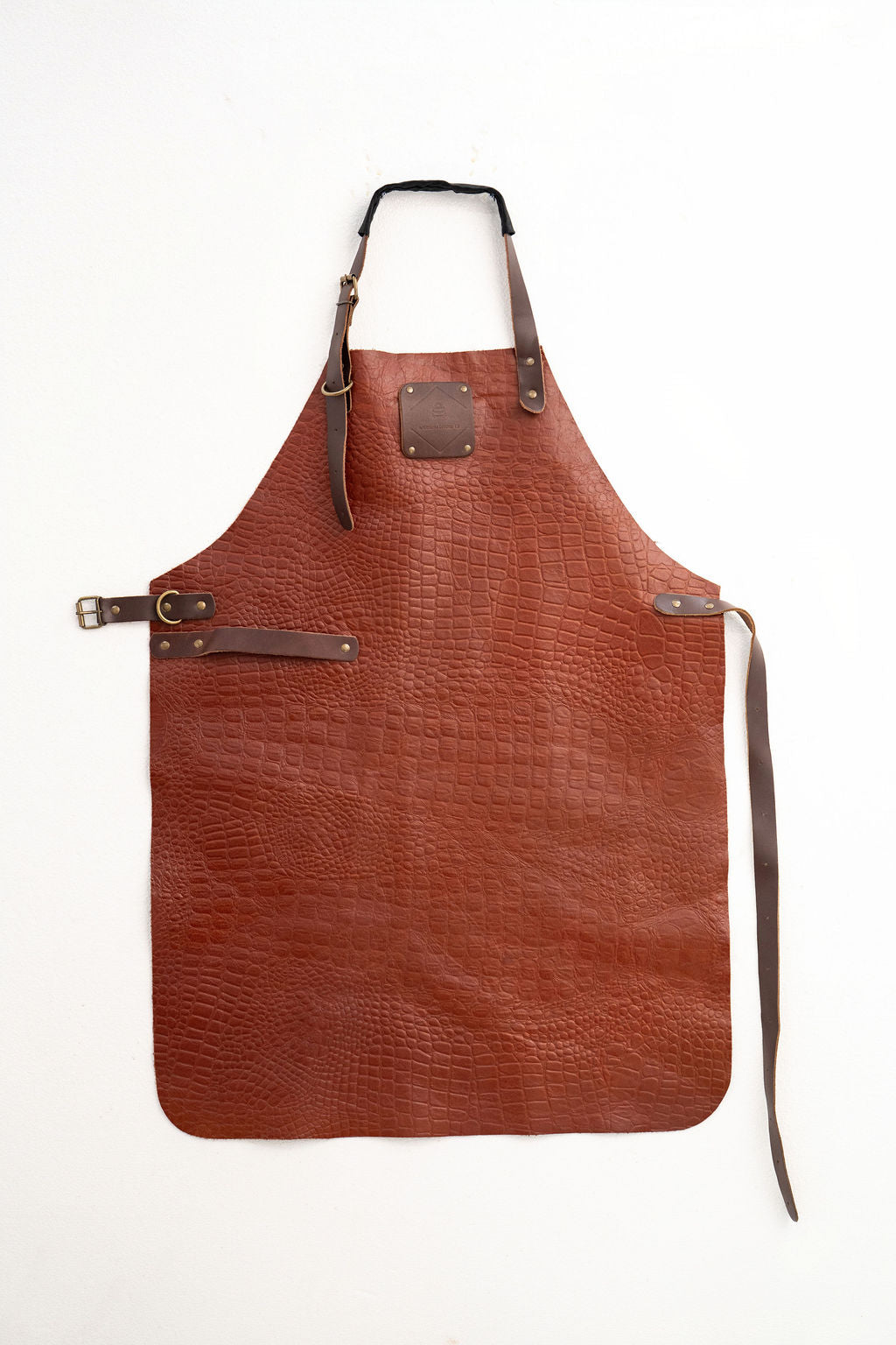 Full length leather apron with croc texture for chefs and craftsmen