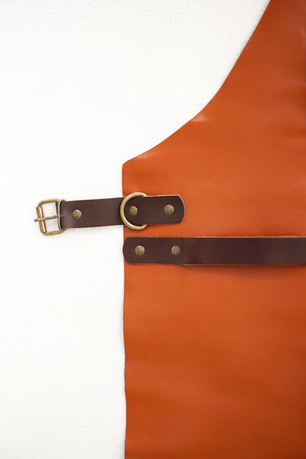 Signature premium cognac tan leather apron with adjustable straps