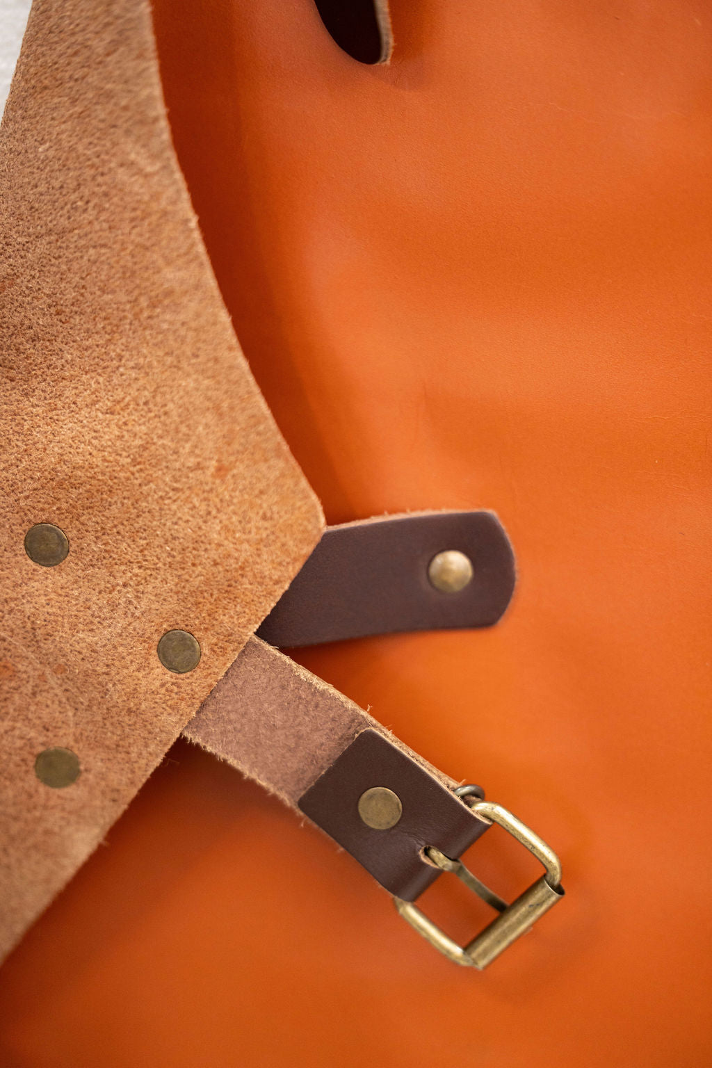 Luxury cognac tan leather apron for barber chef and artisan work