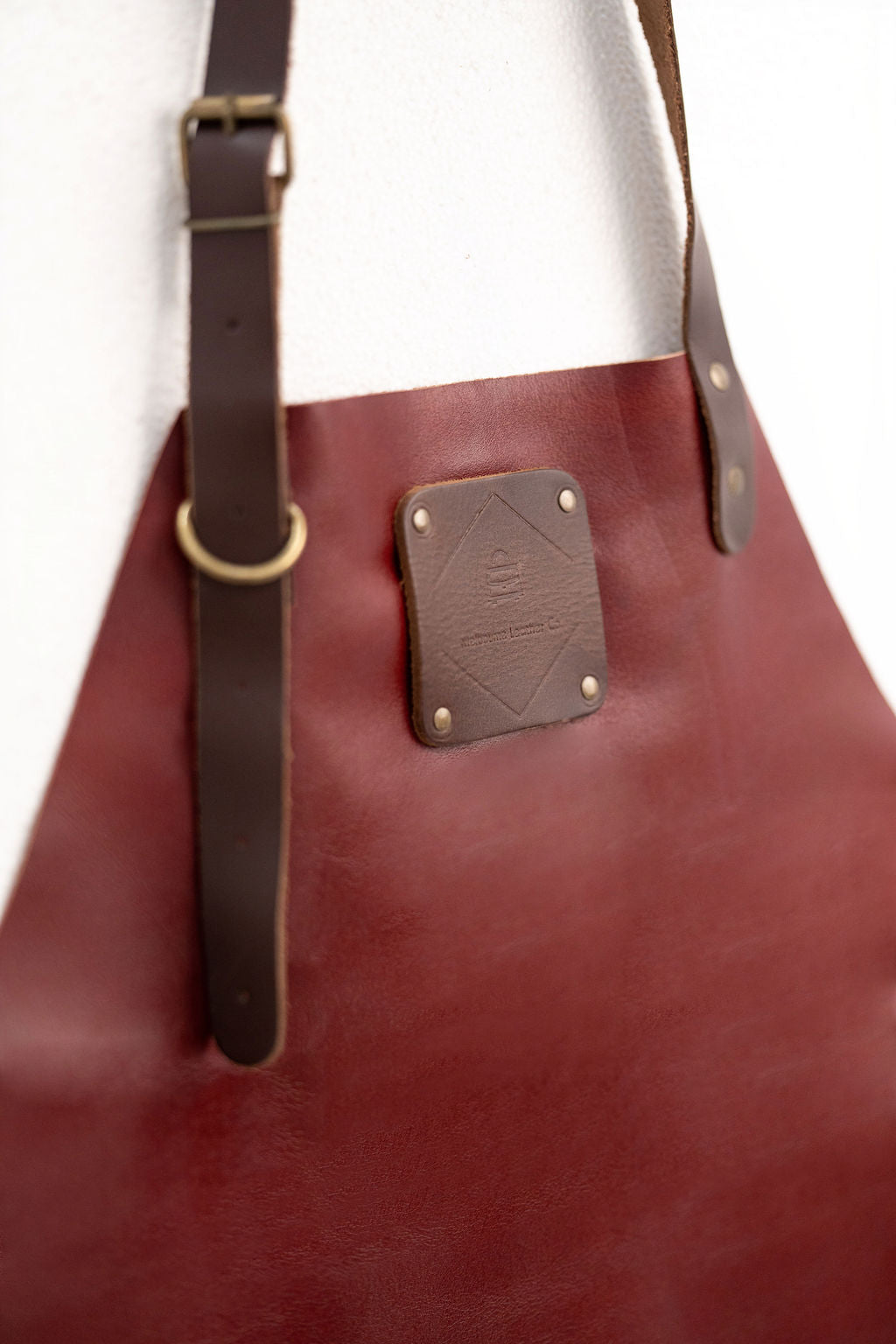 Professional red leather apron for barber and artisan work