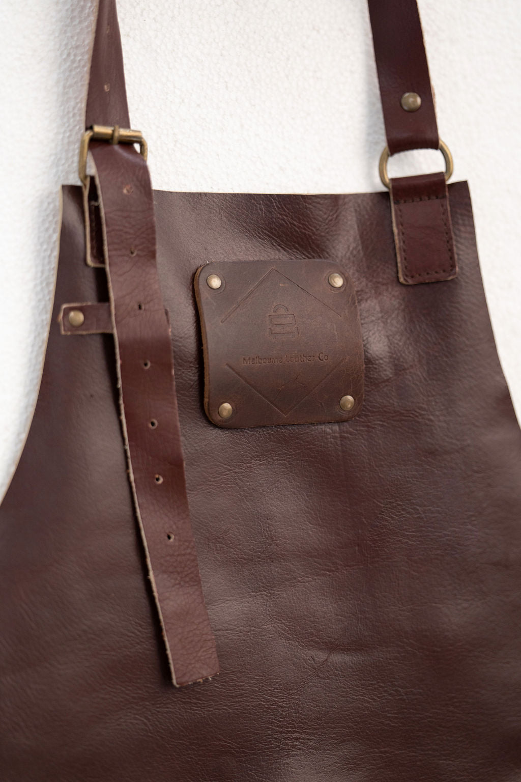 Linen classic chestnut handmade leather apron with timeless design