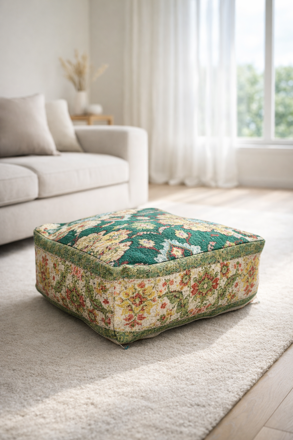 Kilim ottoman cushion cover in Mediterranean style interior