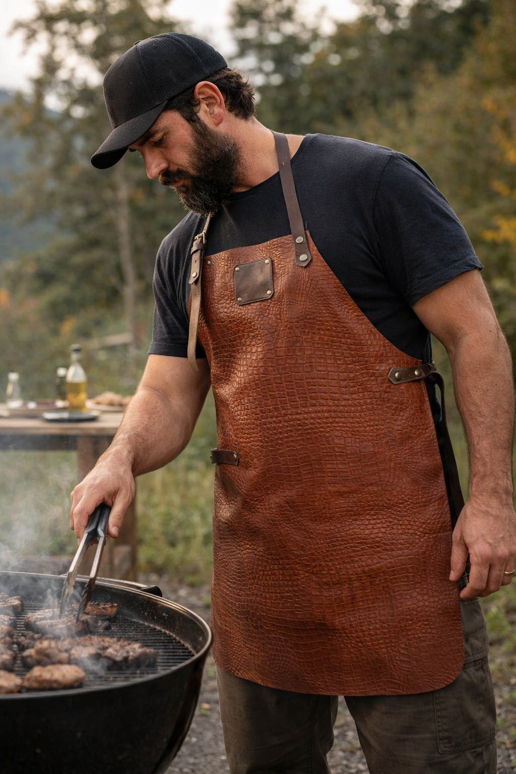 Premium croc embossed leather apron with durable heavy duty design