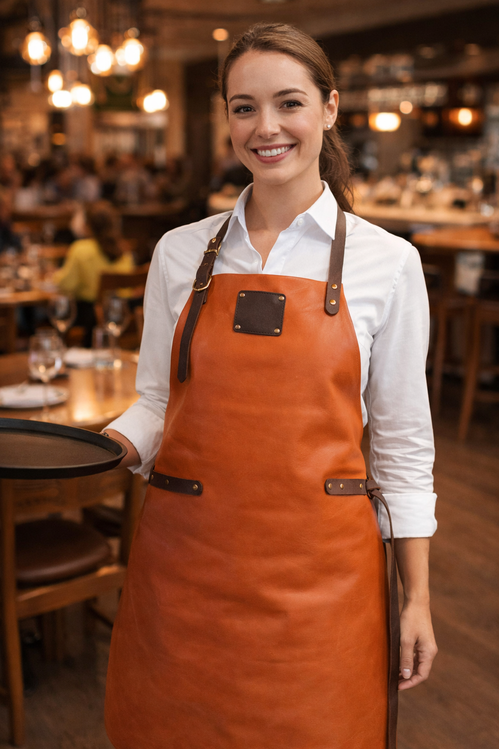 Cognac tan leather apron premium signature work apron 80x60 cm