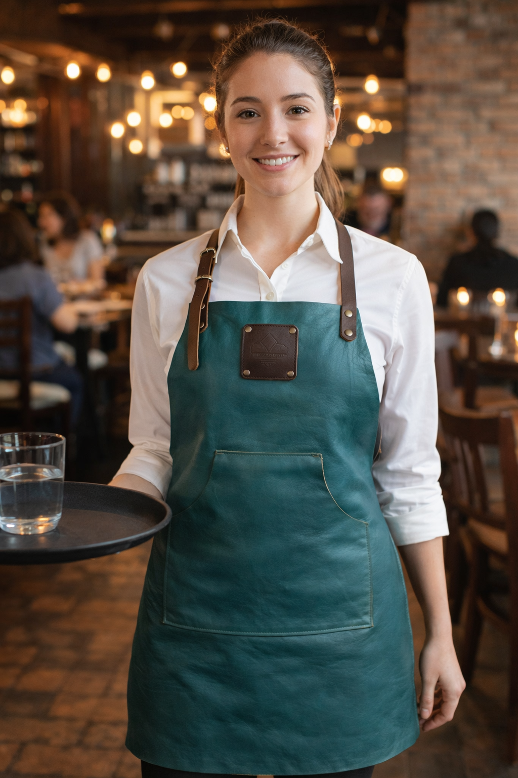 Premium ocean teal leather apron for chefs and craftsmen