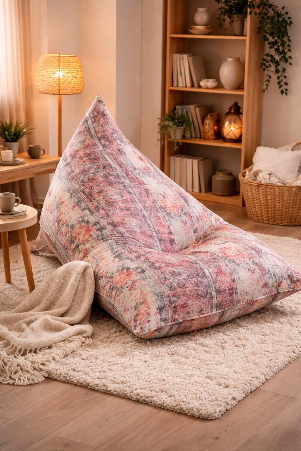 bohemian printed bean bag lounger in modern living room
premium boho floor cushion chair for cozy home decor
handmade style woven bean bag chair with vintage print