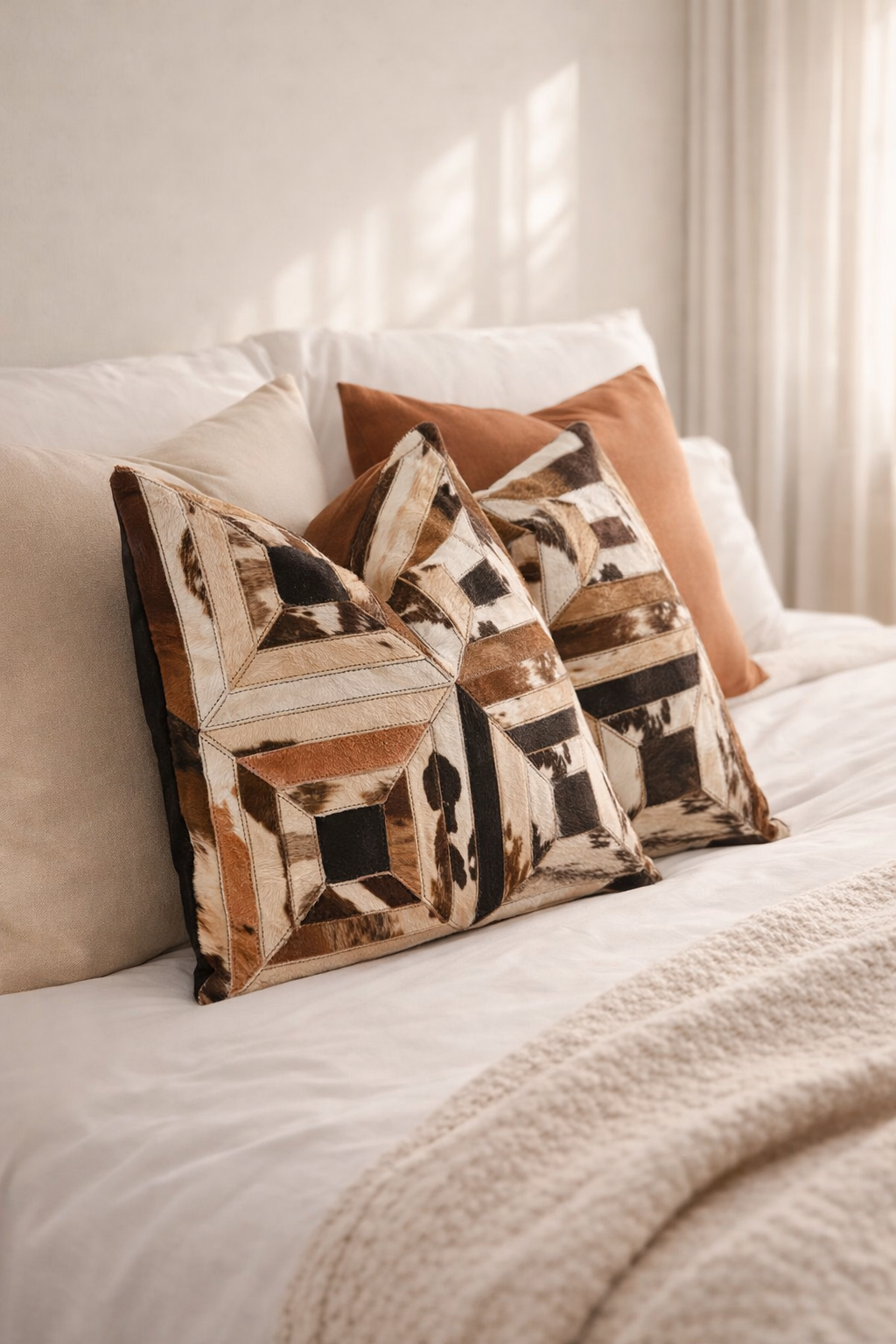 Luxe Handmade Cowhide Cushion - Rustic Charm 45*45cm