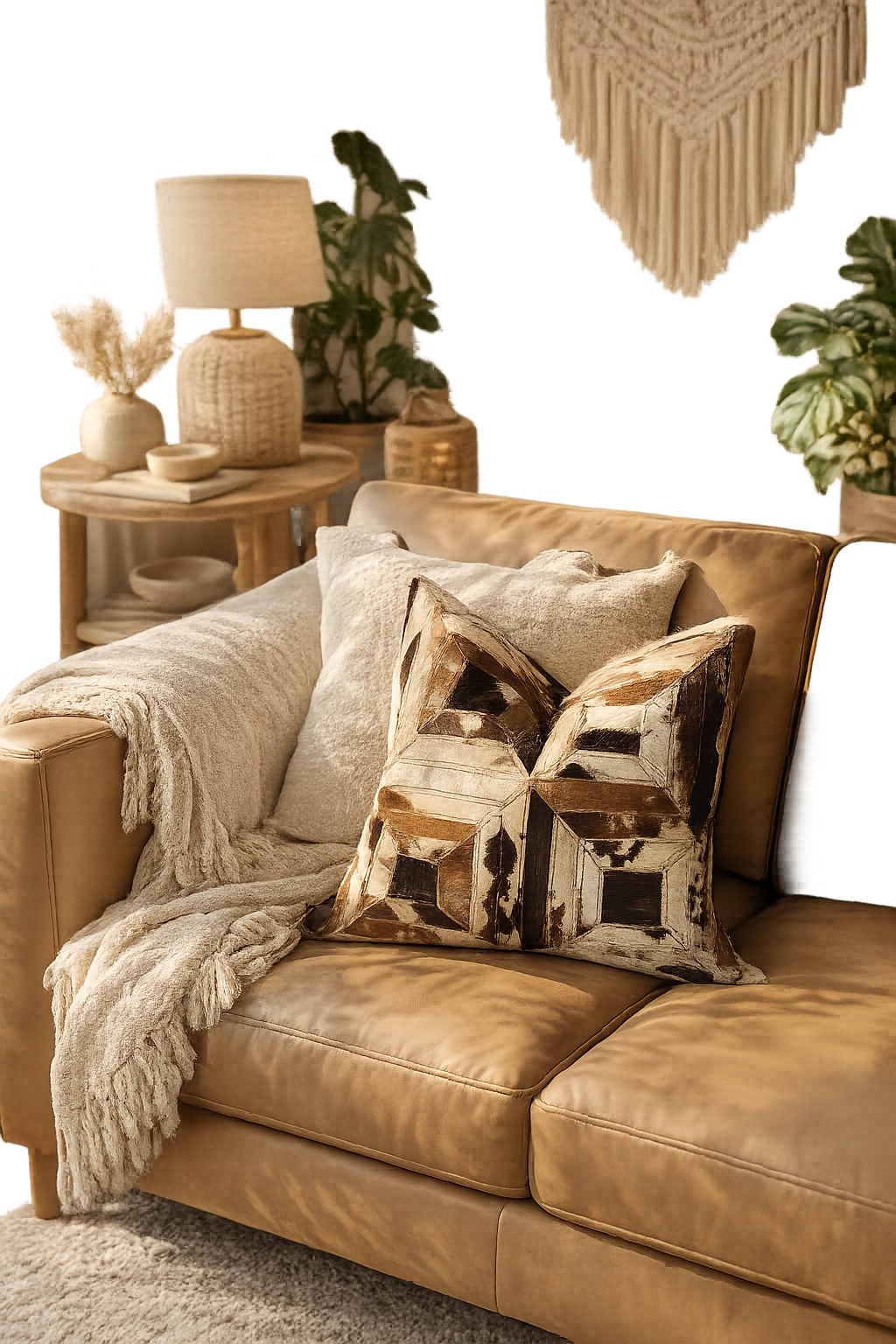 Luxe Handmade Cowhide Cushion - Rustic Charm 45*45cm