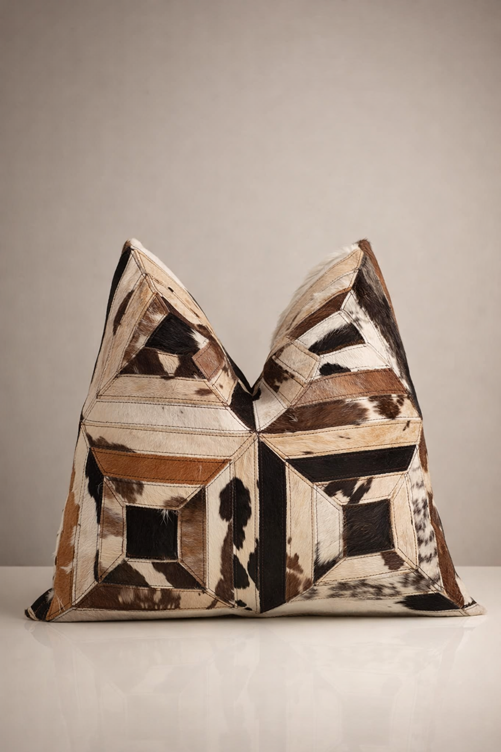 genuine cowhide cushion cover geometric design