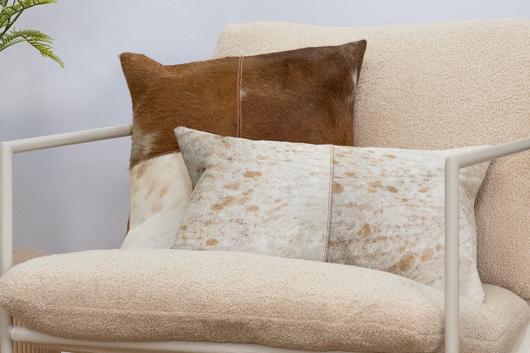 Cowhide Cushion Brown/White - Rustic Chic