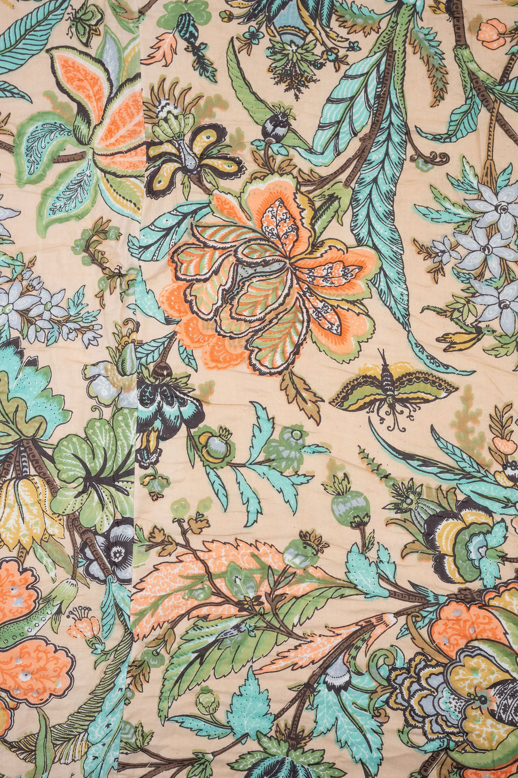 Floral Paradise Cotton Quilt Set – Handcrafted, Reversible, Queen/King Size