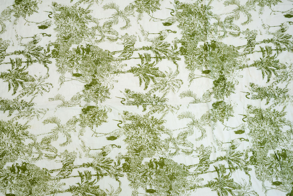 Green Toile Botanical Cotton Quilt Set – Reversible, Queen/King Size by Linen Connections