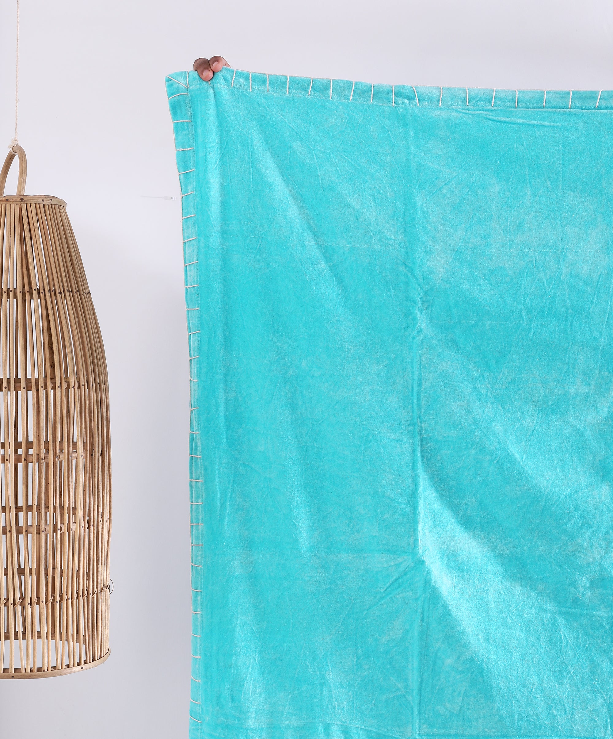 Luxury Cotton Throw Wool Rug Blanket - Boho Sky Blue