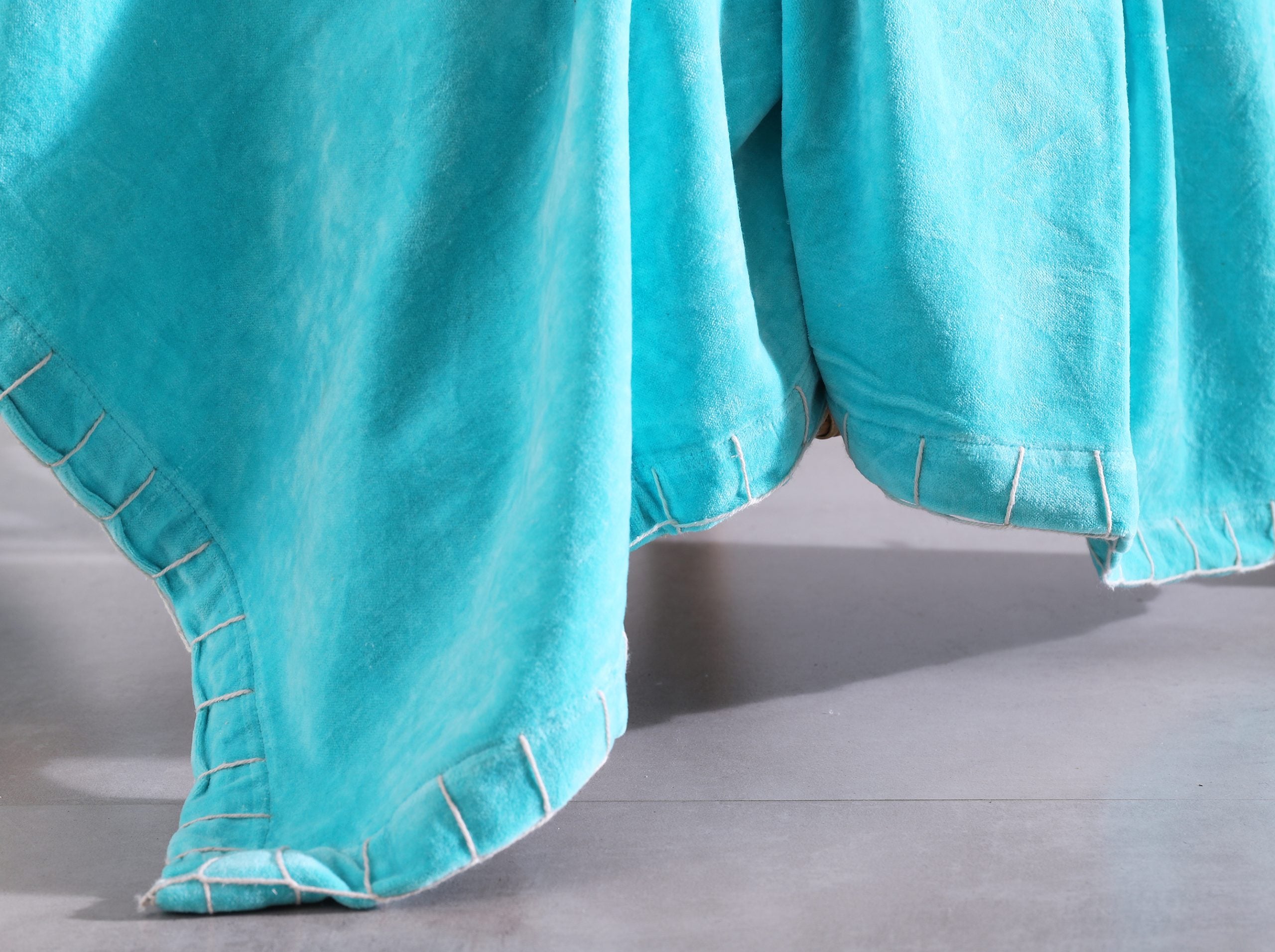 Luxury Cotton Throw Wool Rug Blanket - Boho Sky Blue