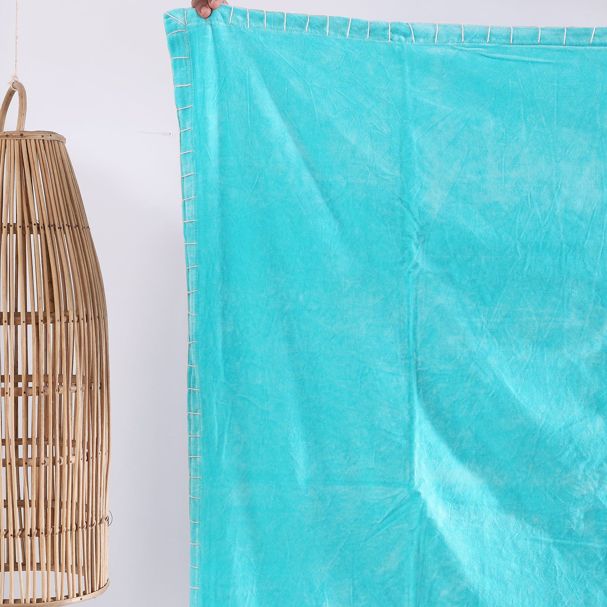 Luxury Cotton Throw Wool Rug Blanket - Boho Sky Blue