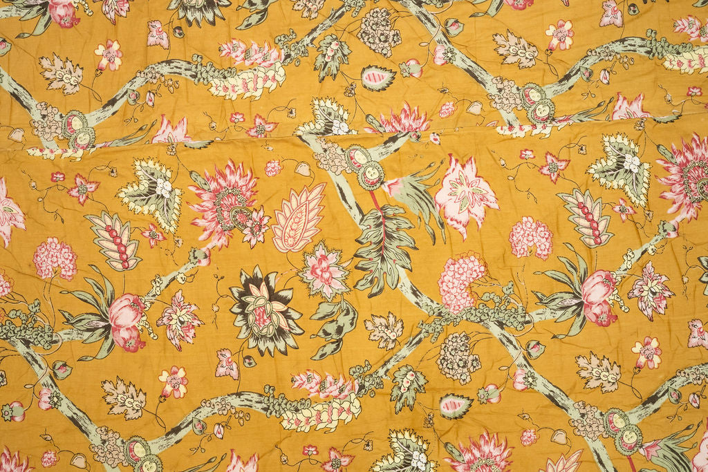 Vintage Mustard Floral Cotton Quilt Set – 210x250cm | Linen Connections