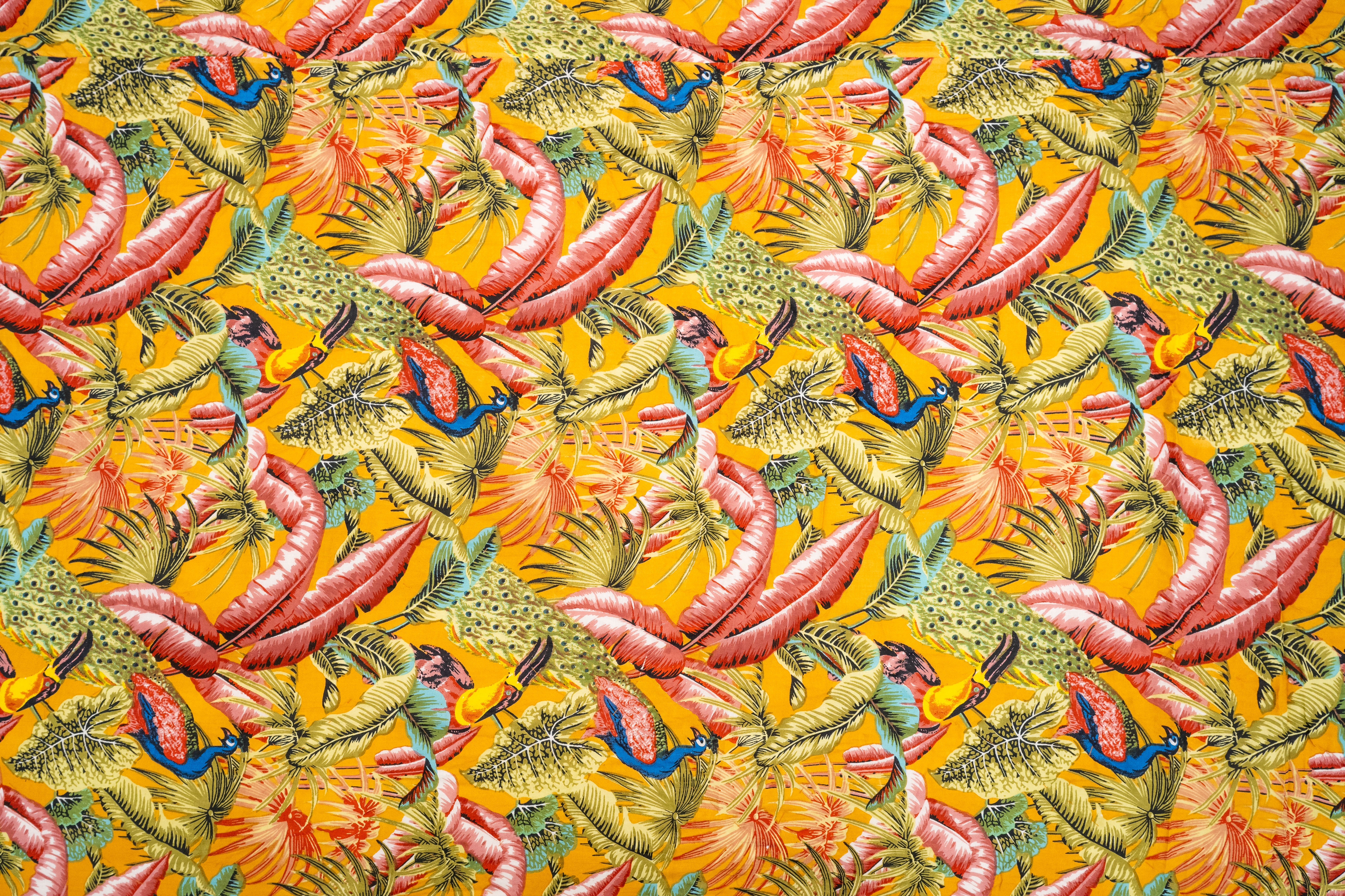 Tropical Paradise Cotton Quilt Set – Birds of Paradise in Sunset Hues | 210x250cm