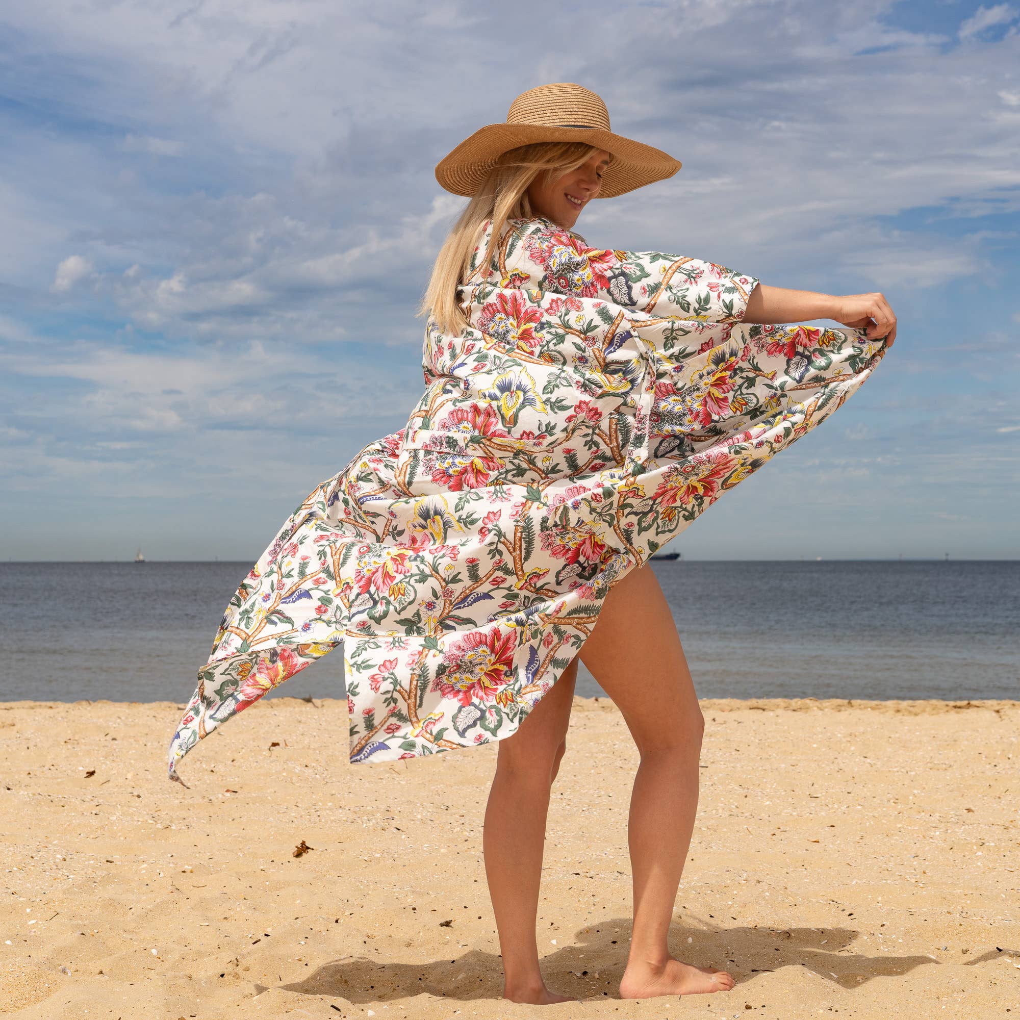 FLORAL ANTHRO' Women's Cotton Kimono Robe