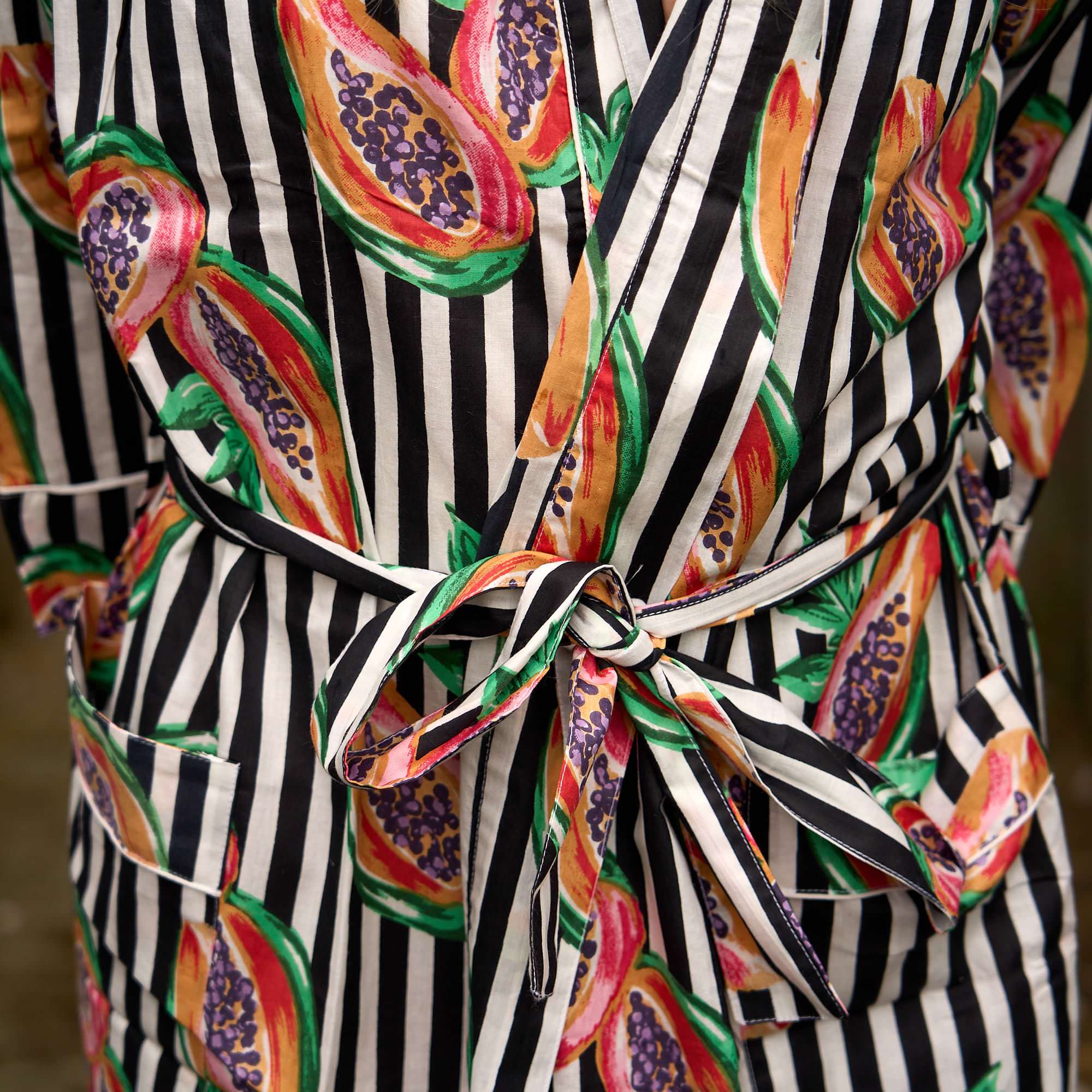 Papaya Paradise Kimono Robe – Lightweight Cotton Resortwear