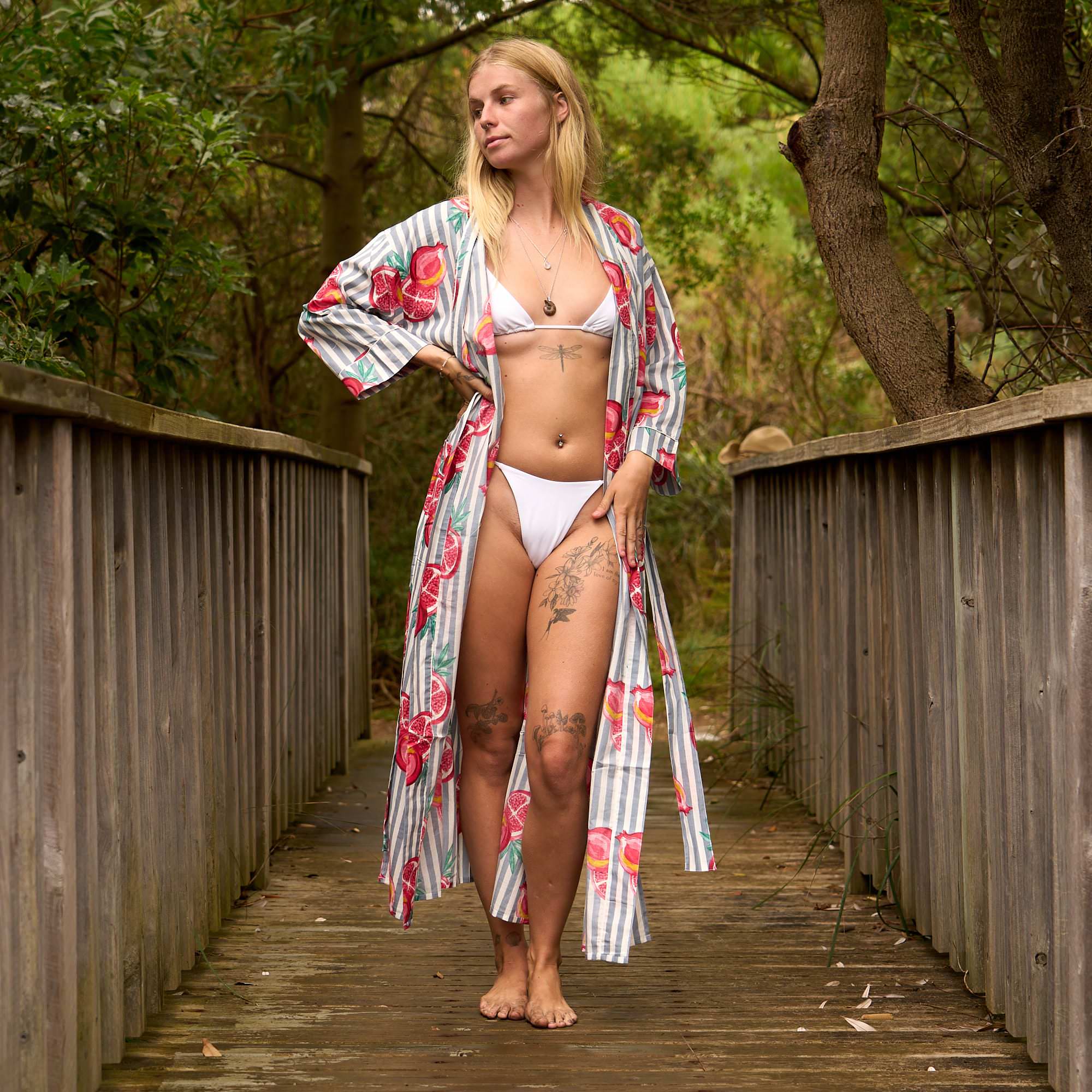 Citrus Bloom Robe – Bold Grapefruit Print on Luxe Cotton