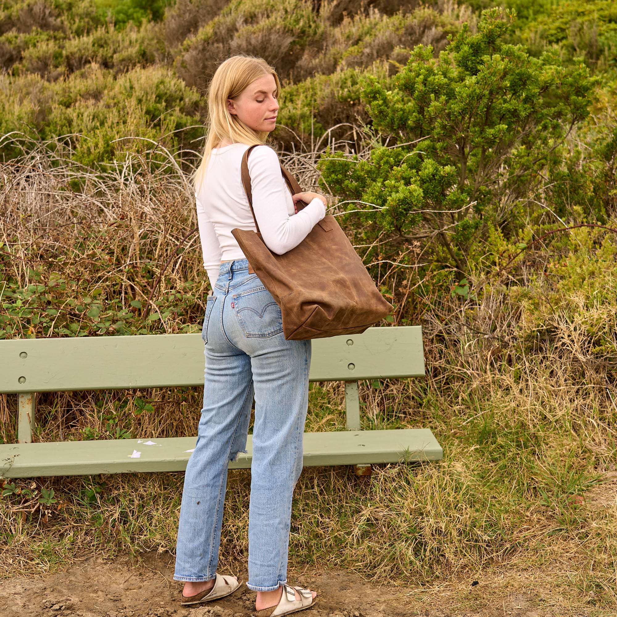 Vintage Brown Leather Tote - Timeless Everyday