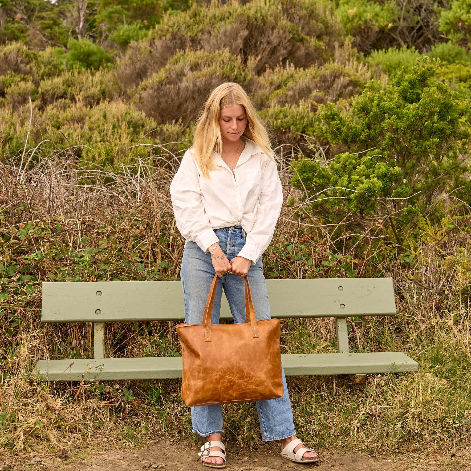 Large Vintage Brown Tote - Roomy Classic Style