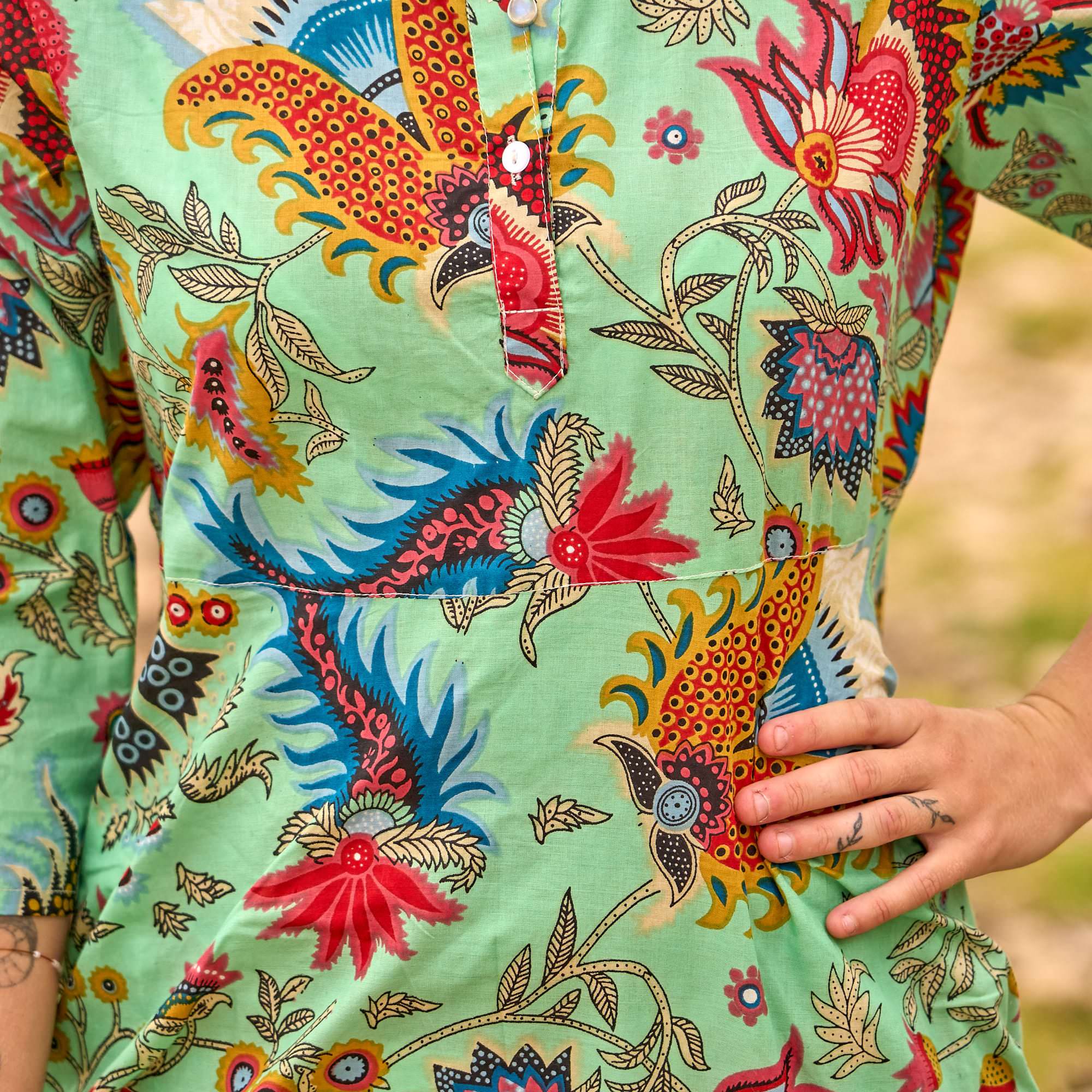 Boho Bliss Cotton Maxi Dress - Vibrant Floral Coastal Cover-Up